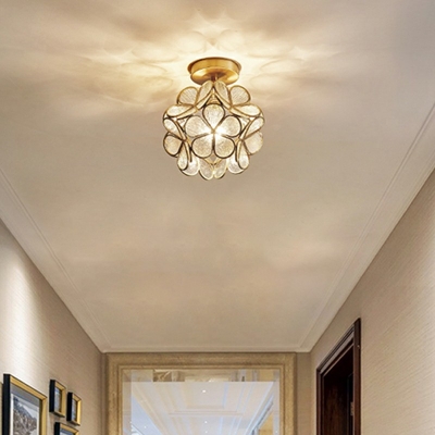 Traditional Semi Flush Mount Ceiling Fixture Glass Close to Ceiling Lamp for Bedroom