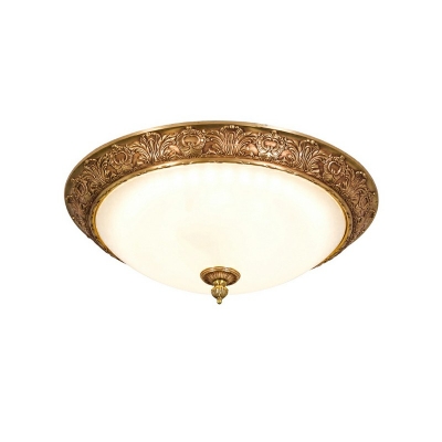 Traditional Style Bowl Flush Ceiling Lights Metal 1-Light Flush Ceiling Light Fixture in Gold