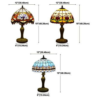 1 Light Dome Night Table Lamps Tiffany Style Glass Nights and Lamp in Red