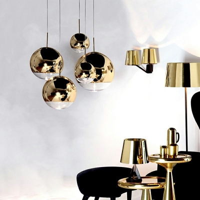1-Light Hanging Lights Contemporary Style Globe Shape Metal Pendant Lighting