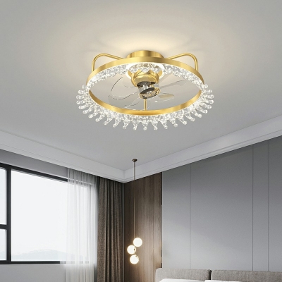 1 Light Round Flush Mount Lighting Modern Style Metal Flush Ceiling Lights in Gold