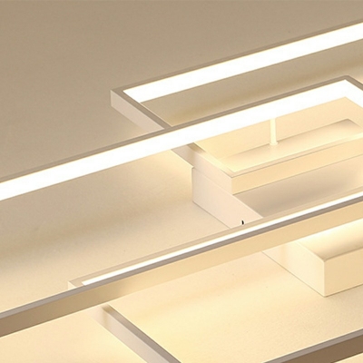 3-Light Ceiling Mounted Fixture Contemporary Style Rectangle Shape Metal Flush Pendant Light