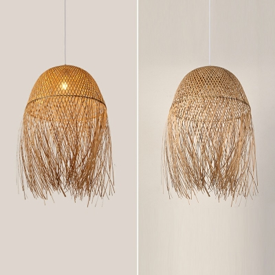 Asian Multi-Shapes Pendant Lighting Bamboo 1-Light Pendant Light Fixtures