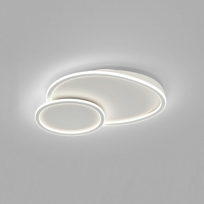 Contemporary Round Flush Light Metal Flush Mount Lamp in White