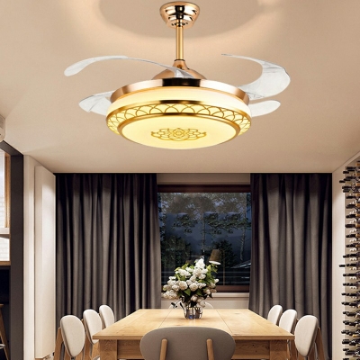 Contemporary Semi Mount Ceiling Fan Light Metal Ambient Indoor Lighting