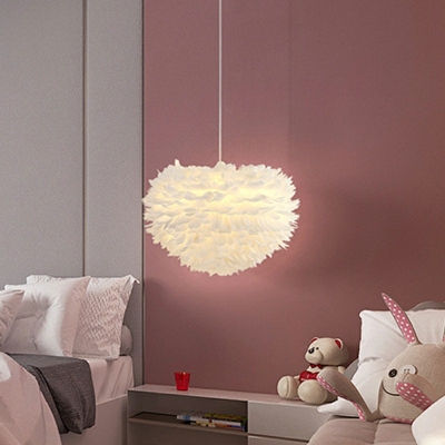 Gyro Shape Suspension Pendant Light Feather Chandelier Light for Bedroom