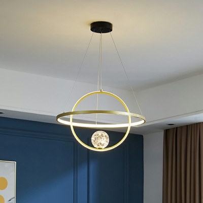Modern LED Suspension Pendant Light Basic Gold Chandelier Lighting Fixtures for Living Room