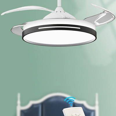 Modern Semi Mount Ceiling Fan Light Metal Ambient Indoor Light Fixtures