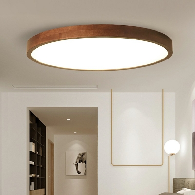 Modern Style Round Flush Mount Ceiling Light Wood Flush Mount Light for Living Room