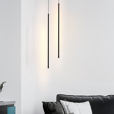Modern Style Tubular Pendant Ceiling Lights Metal 1-Light Pendant Light Fixtures in Black