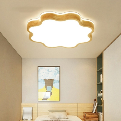 Modern Wood Flush Mount Light Cloud Shape Flush Mount Ceiling Light for Living Room