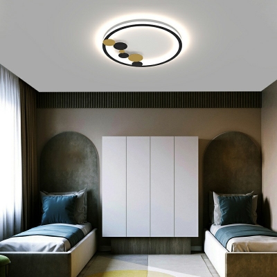 1-Light Ceiling Mount Chandelier Contemporary Style Ring Shape Metal Flush Light Fixtures