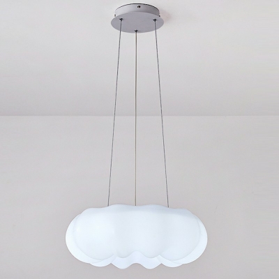 1-Light Cloudy Chandelier Lights Contemporary Plastic Chandelier Lighting in White
