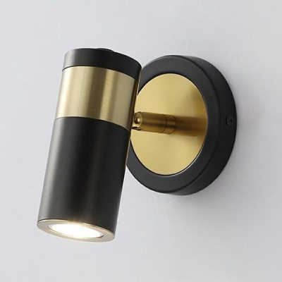 1 Light Cylinder Wall Light Fixtures Modern Style Metal Wall Sconce Lighting in Black