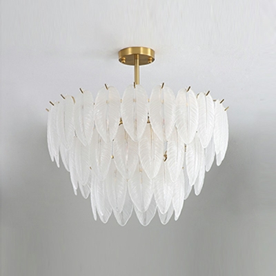 6-Light Hanging Light Fixture Traditional Style  Feather Shape Metal Pendant Lighting