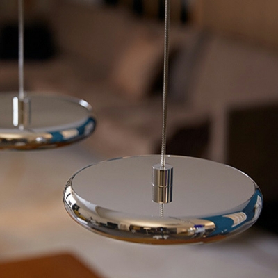 Disk Pendant Light Fixtures Modern Style Metal 3-Lights Hanging Light in Silver