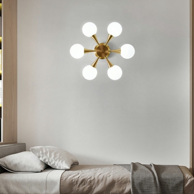 Glass Chandelier Lighting Fixture Modern Style Globe Shape Metal Bedroom Pendant Lights