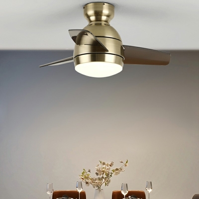 Metal Fan Semi Flush Mount Light Fixture Modern Ceiling Lamp for Bedroom