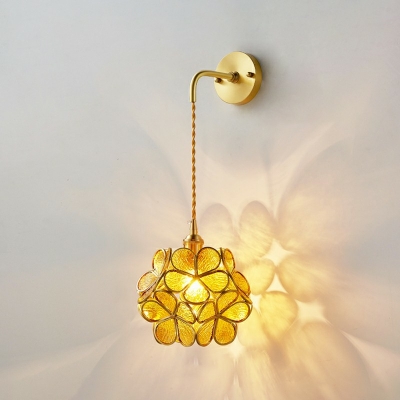 Mid-Century Spherical Flush Mount Wall Sconce Hand Blown Glass Surface Wall Sconce