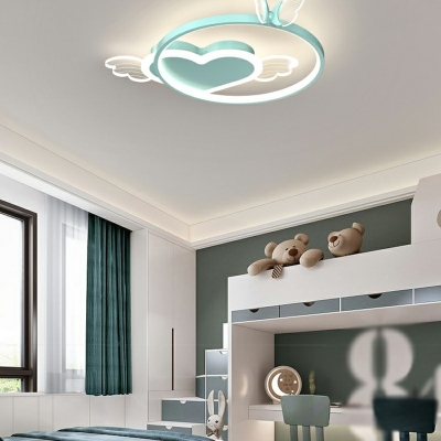 Modern Heart Ceiling Fan Light 5-Light Metal Third Gear LED Ceiling Fan for Children’s Room