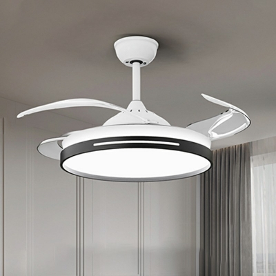 Modern Semi Mount Ceiling Fan Light Metal Ambient Indoor Light Fixtures