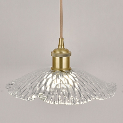 Modern Style Flower Pendant Light Lattice Glass 1-Light Pendant Lighting in Beige