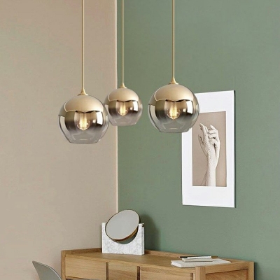 Pendulum Hanging Ceiling Lights Modern Style Mirror Glass 1-Light Hanging Lights in Gold