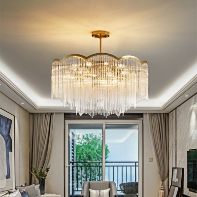Postmodern Style Tassels Chandelier Light Clear Glass Chandelier Lamp for Living Room