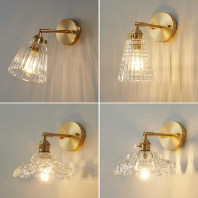 Simple Glass Wall Sconce Light Metal Wall Lamp for Bedside Bedroom