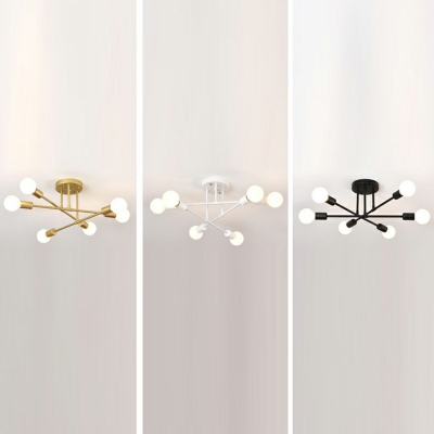 Sputnik Flush Ceiling Light Fixtures Modern Style Metal 6-Lights Flush Mount Lighting Fixtures in Gold