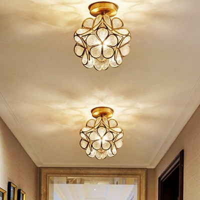Traditional Semi Flush Mount Ceiling Fixture Glass Close to Ceiling Lamp for Bedroom