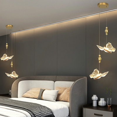 1 Light Butterfly LED Hanging Light Fixtures Modern Suspension Pendant for Bedroom