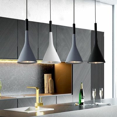 1-Light Hanging Ceiling Light Contemporary Style Cone Shape Metal Pendant Lighting Fixtures