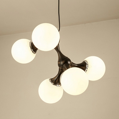 15-Light Chandelier Lighting Minimalist Style Globe Shape Metal Pendant Light Fixture