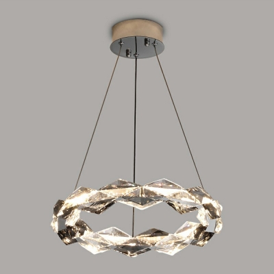 2-Light Ceiling Chandelier Minimalist Style Ring Shape Metal Hanging Light Kit