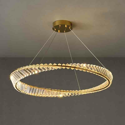 2-Light Chandelier Lighting Minimalist Style Circle Shape Metal Pendant Light Fixture
