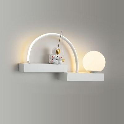 2 Lights Hoop Wall Lighting Fixtures Kids Style Metal Wall Light Fixture in White