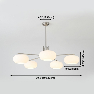 5 Lights White Drop Lamp Bowl Shade Simplicity Style Glass Suspended Lighting Fixture