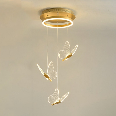 Contemporary Pendant Lights for Kitchen Island Butterfly LED Pendant Lamp Fixtures in Gold