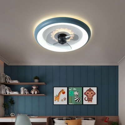 Flush Mount Fan Lamps Children's Room Style Acrylic Flushmount for Living Room Remote Control Stepless Dimming