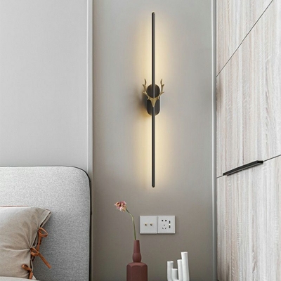 Linear Wall Sconces Modern Metal 1-Light Wall Sconce Lighting in Black for Bedroom