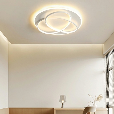 Metal Circle Flush Mount Lamp Modern Style 2 Lights Flush Ceiling Light Fixture in White