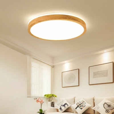 Modern Wooden Geometric Flush Mount Light LED Lighting with Acrylic Shade