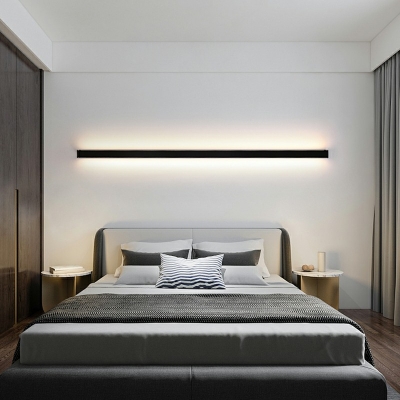 Rectangular Wall Mounted Light Modern Style Metal 1-Light Sconce Light Fixtures in Black