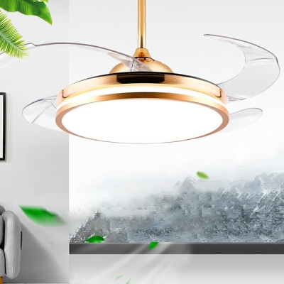 Semi Flush Mount Fan Light Modern Style Acrylic Semi Fan Flush for Living Room Remote Control Stepless Dimming
