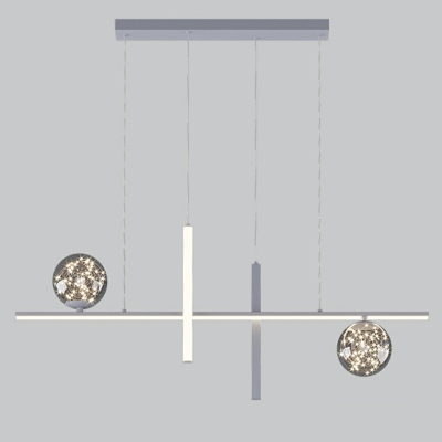 Simple Globe Island Chandelier Lights Metal and Glass Pendant Lighting Fixtures
