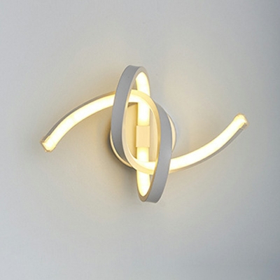 Waves Wall Sconces Modern Metal 1-Light Wall Sconce Lighting in White for Bedroom