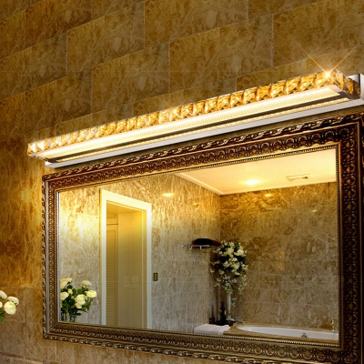 1 Light Contemporary Vanity Lighting Linear Crystal Vanity Lamp for Bathroom