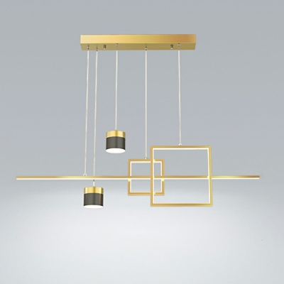Adjustable Light Nordic Style Strip Led Island Lighting Metal Projectable 5 Lights Island Pendant in Gold/Blcak