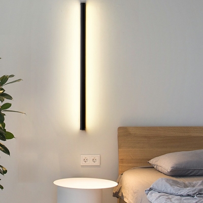 Black Bar Shaped Flush Wall Sconce Simplicity LED Metal Wall Lighting